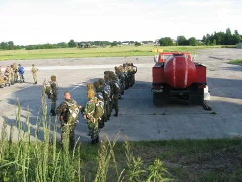 Parachute jumps Foto stock