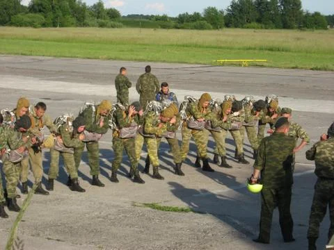 Parachute jumps Foto stock