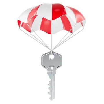 Parachute with key, 3D rendering イラスト素材