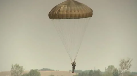Parachute landing Video stock 10858292