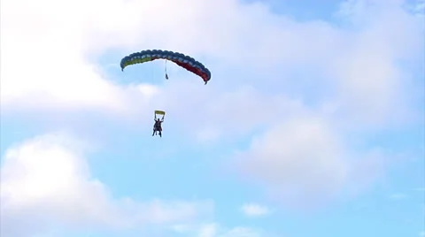 Parachute Landing Handhled Stock Footage 24754280