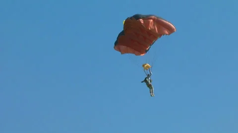 Parachute landing from sky Stock Footage 38334682