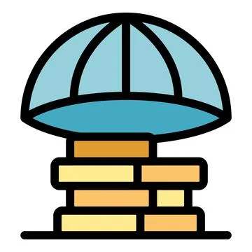 Parachute landing on stacked boxes, safe delivery concept Stock Illustration