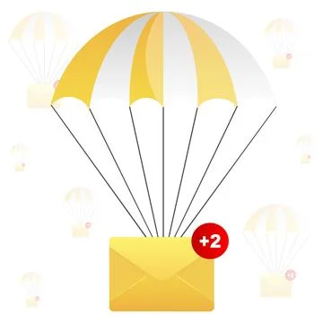 Parachute message. Airmail concept. Vector illustration Stock Illustration