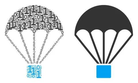 Parachute Mosaic of Binary Digits 库存插图