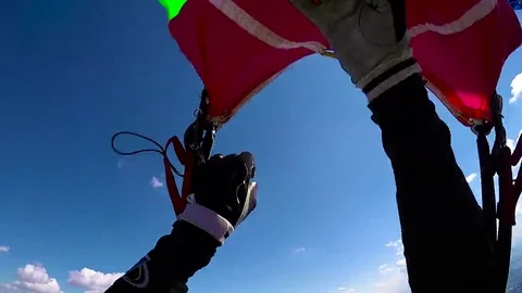 Parachute opening Stock Footage 69124473