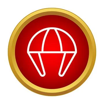 Parachute outline icon on a red button Stock Illustration