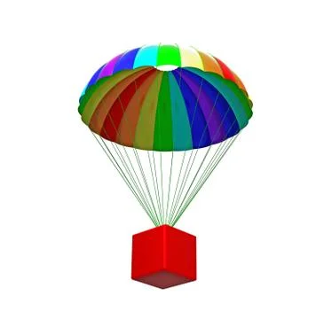 Parachute with package Illustrazione stock