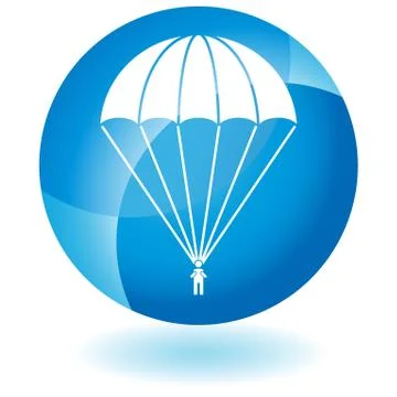 Parachute Paratrooper Button Illustration