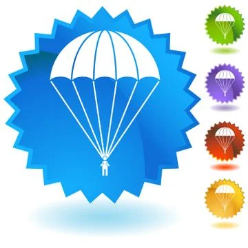 Parachute Paratrooper Button Illustration