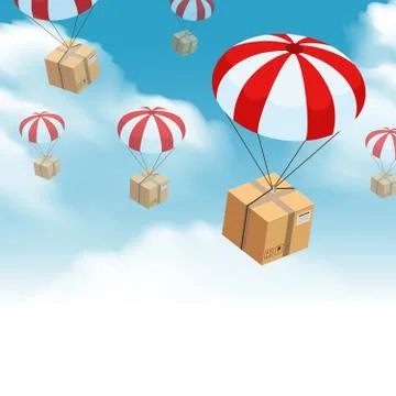 Parachute Parcel Delivery Composition Illustrazione stock