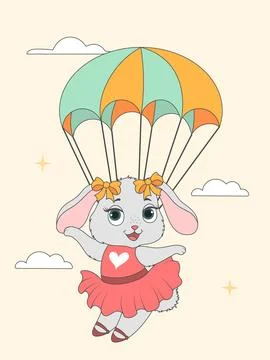 Parachute rabbit concept Иллюстрация