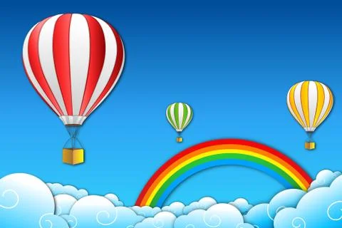 Parachute with rainbow Stock Illustration