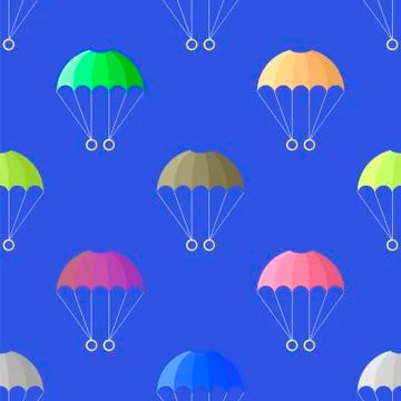 Parachute Seamless Pattern on Blue Sky Stock Illustration