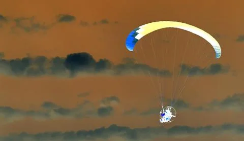 Parachute in the sky. Inversion Stock Photos