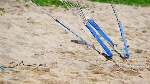 Parachute sling security device For a parachute. Stock Footage 81344790