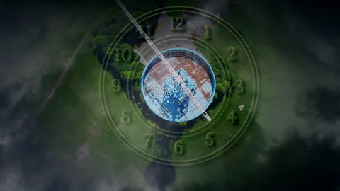 Parachute tower as a clock. compositing film Video stock 248605787