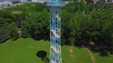 Parachute Tower in Katowice from a drone Stock Footage 156853315