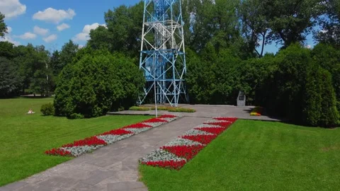 Parachute Tower in Katowice from a drone Stock Footage 156853960