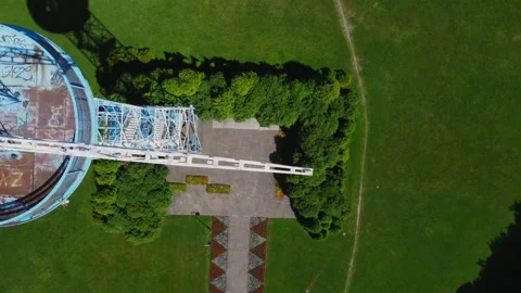 Parachute Tower in Katowice from a drone Stock Footage 156854121