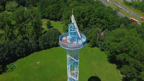 Parachute Tower in Katowice from a drone Stock Footage 156854224
