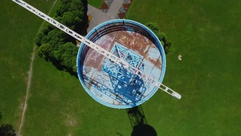 Parachute Tower in Katowice from a drone Stock Footage 156854824