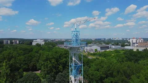 Parachute Tower in Katowice from a drone Stock Footage 156855619