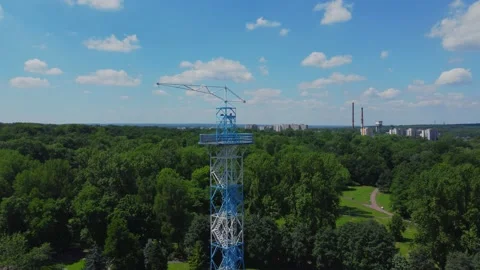 Parachute Tower in Katowice from a drone Stock Footage 156855650