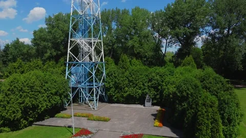 Parachute Tower in Katowice from a drone Stock Footage 156856006
