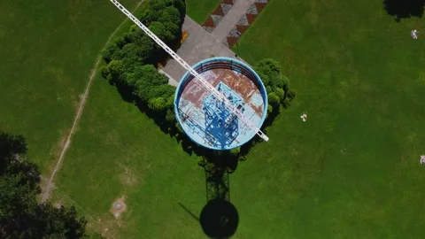 Parachute Tower in Katowice from a drone Stock Footage 156856424