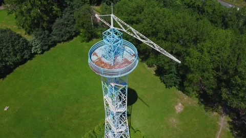 Parachute Tower in Katowice from a drone Stock Footage 156857987