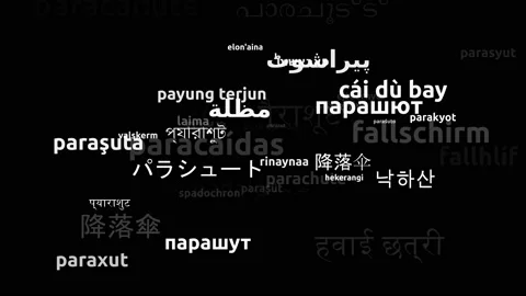 Parachute Translated in 46 Worldwide Languages Endless Looping 3d Zooming Wor Stock Footage 145201816