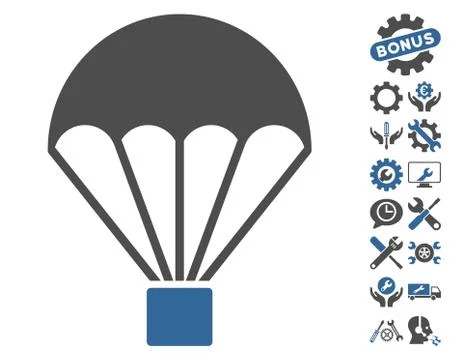Parachute Vector Icon With Tools Bonus 스톡 일러스트