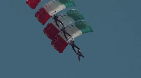 Parachuters in formation Stock Footage 56035372