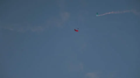 Parachuters performing in airshow Stock Footage 26447097