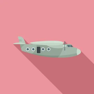 Parachuting airplane icon, flat style Illustrazione stock