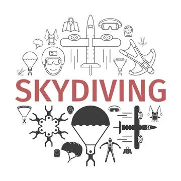 Parachuting banner. Skydiving. Vector illustration. Illustrazione stock