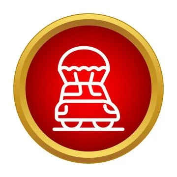 Parachuting car concept over red round icon background Ilustração Stock
