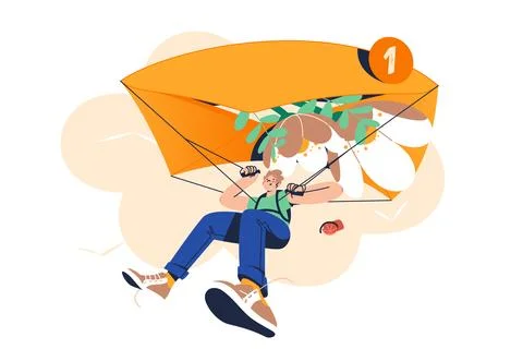 Parachuting Email Marketer Stock Illustration