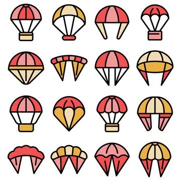 Parachuting icons set vector flat 库存插图