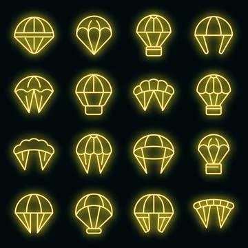 Parachuting icons set vector neon 库存插图