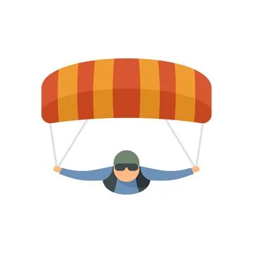 Parachuting man icon flat isolated Illustrazione stock