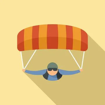 Parachuting man icon, flat style Illustrazione stock