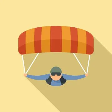 Parachuting man icon, flat style Illustrazione stock