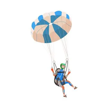 Parachuting Man Paratrooper Descenting Using Parachute Vector Illustration 스톡 일러스트