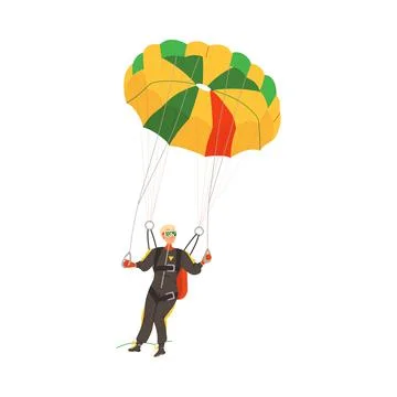 Parachuting Man Paratrooper Descenting Using Parachute Vector Illustration Stock Illustration