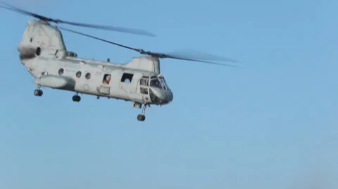 Parachuting out of CH-46 Sea Knight helicopters Видео 39780461