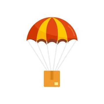 Parachuting parcel icon flat isolated vector Illustrazione stock