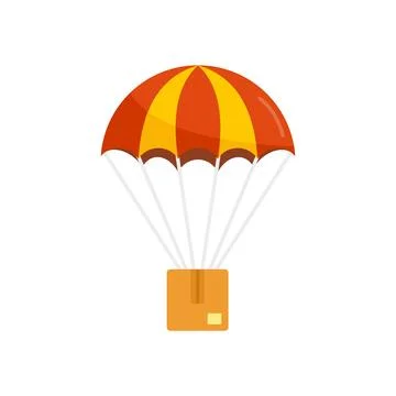 Parachuting parcel icon flat isolated Illustrazione stock