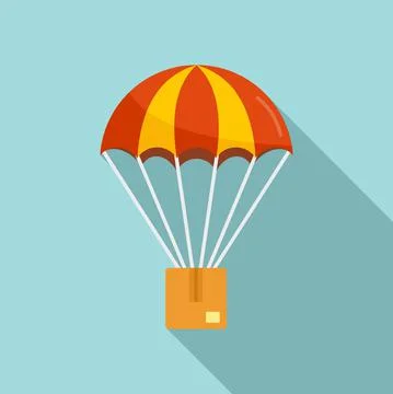 Parachuting parcel icon, flat style Stock Illustration